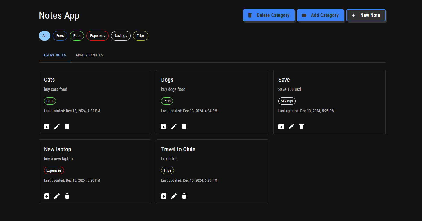 Picture of Note Manager project
